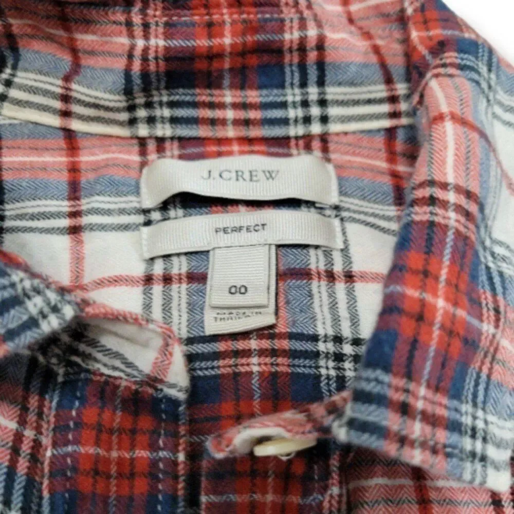 J.Crew Top Size 00 J. Crew Perfect Shirt Button Up Shirt Long Sleeve Plaid Shirt